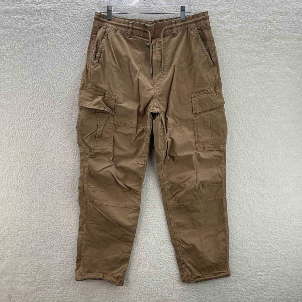 American Eagle Cargo Pants Mens M Brown Drawstring Tapered Casual Paratrooper